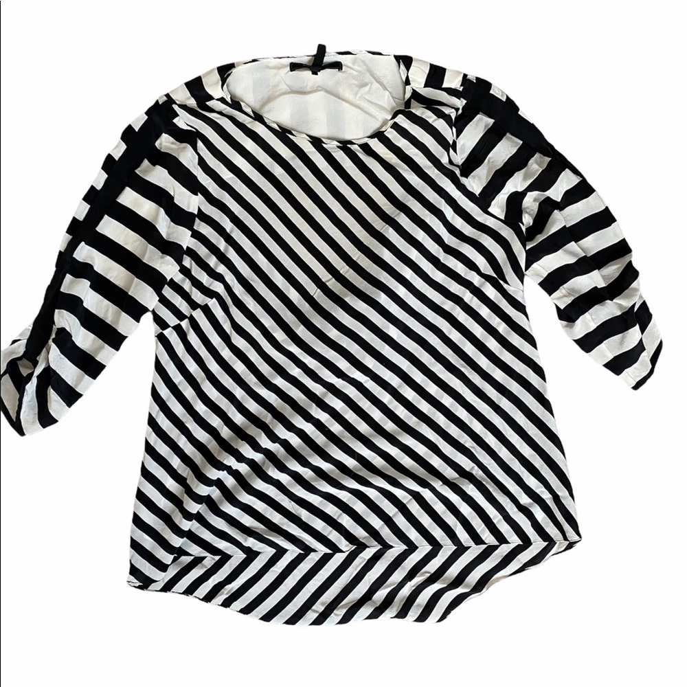 BCBGMaxazria Silk Open Back Blouse